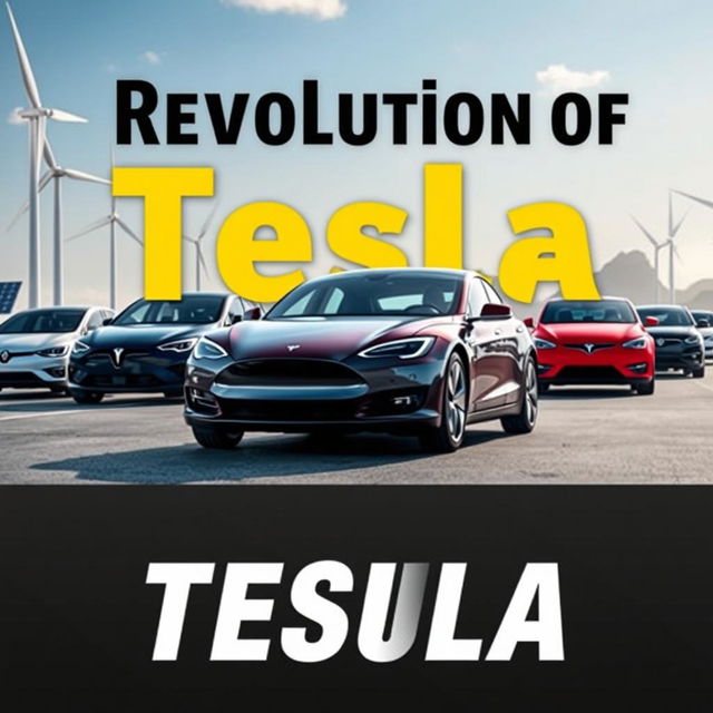 A captivating YouTube thumbnail featuring the theme 'Revolution of Tesla in the Automotive Industry'