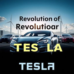 A captivating YouTube thumbnail featuring the theme 'Revolution of Tesla in the Automotive Industry'