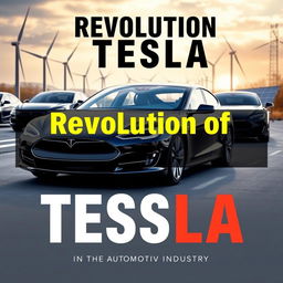 A captivating YouTube thumbnail featuring the theme 'Revolution of Tesla in the Automotive Industry'