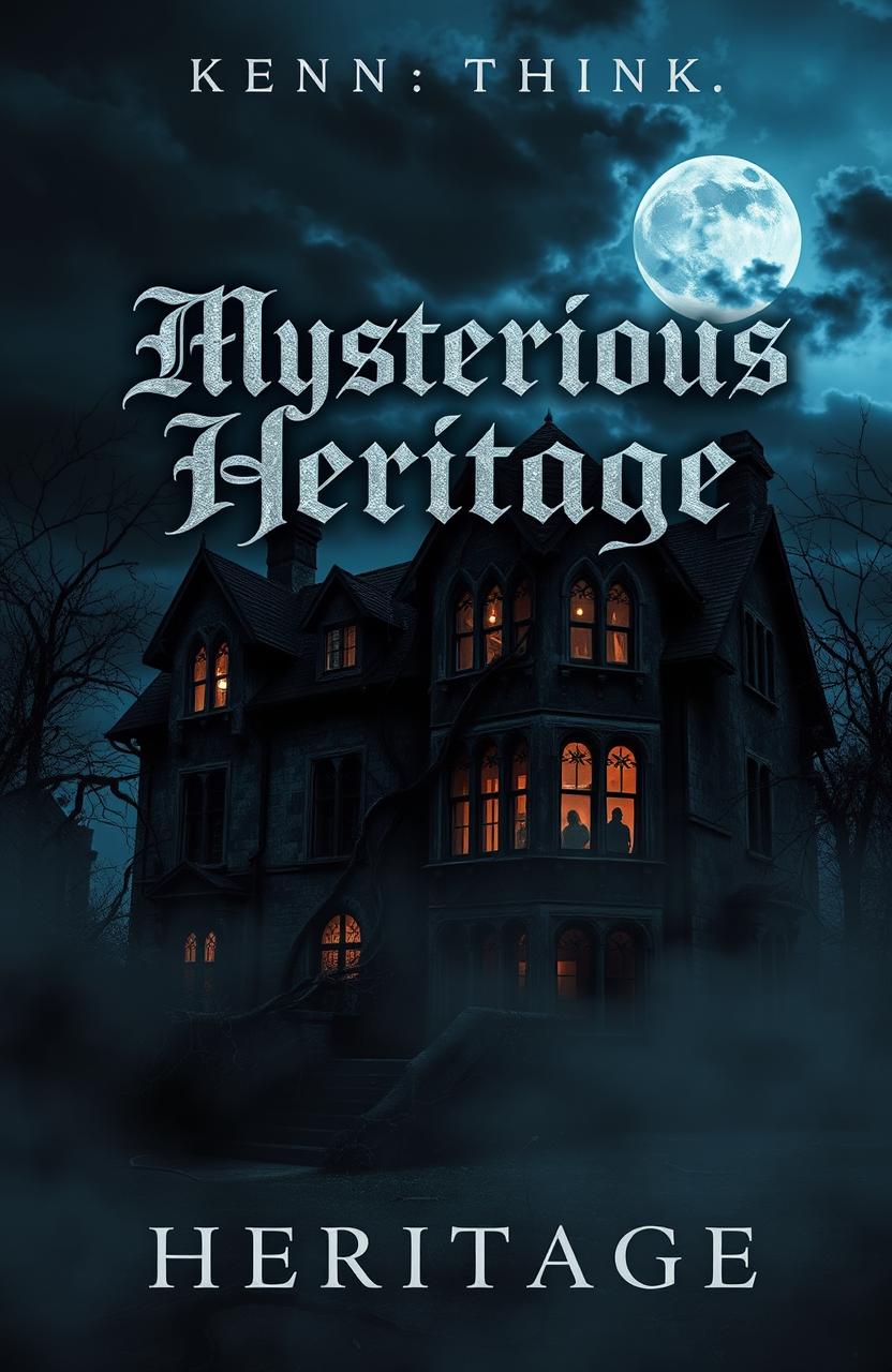 A chilling and captivating horror book cover design for the title "Mysterious Heritage"