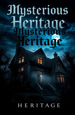 A chilling and captivating horror book cover design for the title "Mysterious Heritage"