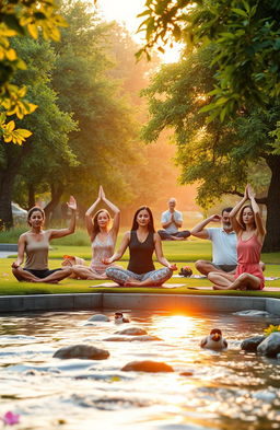 A serene and peaceful scene depicting mindfulness practices for a happier and more focused life