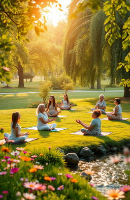 A serene and peaceful scene depicting mindfulness practices for a happier and more focused life