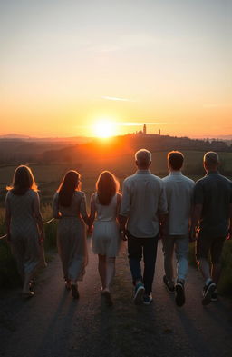 A picturesque sunset in Siena, Italy, casting a warm golden glow over the landscape