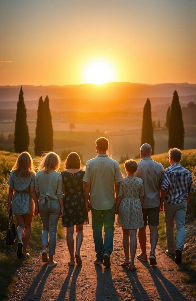 A picturesque sunset in Siena, Italy, casting a warm golden glow over the landscape