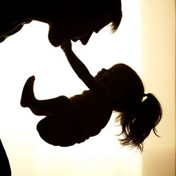 A heartwarming silhouette of a father and daughter in a loving embrace, their noses gently touching