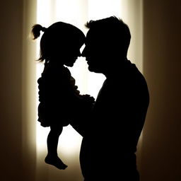 A heartwarming silhouette of a father and daughter in a loving embrace, their noses gently touching