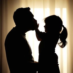 A heartwarming silhouette of a father and daughter in a loving embrace, their noses gently touching