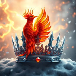 An elegant and stunning display of a cold handsome king's crown, designed with sharp, sleek icy accents and intricate geometric patterns that exude regality and strength