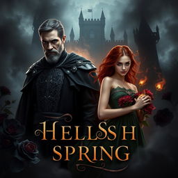 A book cover for 'Hellish Spring', interpreting the story of Hades and Persephone as wizards
