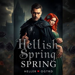 A book cover for 'Hellish Spring', interpreting the story of Hades and Persephone as wizards