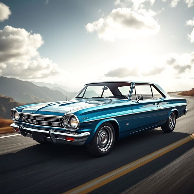 A luxurious and powerful car known as the Forte Opala, showcased in a dramatic setting