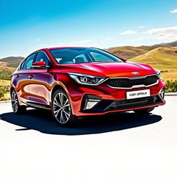A luxurious and powerful car known as the Forte Opala, beautifully displayed in a picturesque setting