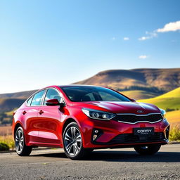 A luxurious and powerful car known as the Forte Opala, beautifully displayed in a picturesque setting