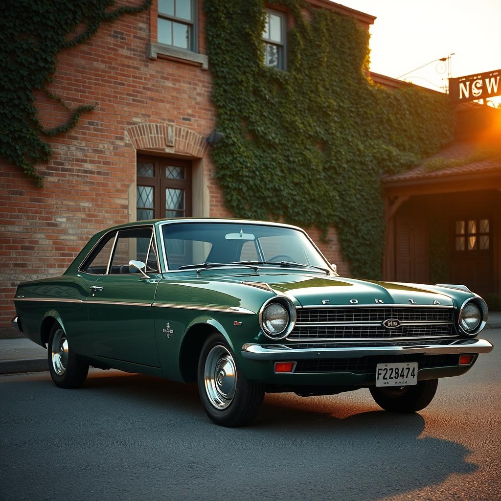 An elegant and classic car known as the Forte Opala, prominently displayed in an urban environment