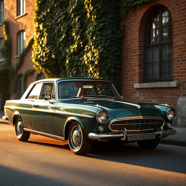 An elegant and classic car known as the Forte Opala, prominently displayed in an urban environment