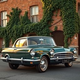An elegant and classic car known as the Forte Opala, prominently displayed in an urban environment