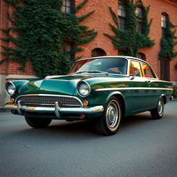 An elegant and classic car known as the Forte Opala, prominently displayed in an urban environment