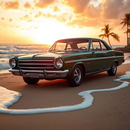 A striking Forte Opala, a classic and revered car, elegantly positioned in a charming coastal setting