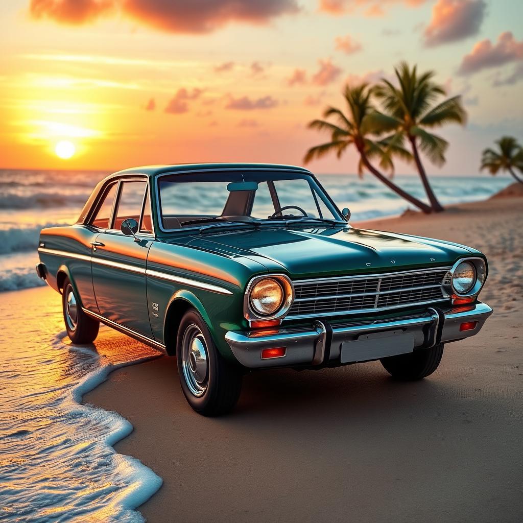 A striking Forte Opala, a classic and revered car, elegantly positioned in a charming coastal setting