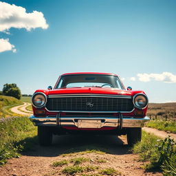 A striking Forte Opala, a celebrated classic car, showcased in an open countryside setting