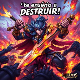 An epic scene featuring Yone from League of Legends in his Pentakill skin, wielding his sword with intense focus while surrounded by defeated opponents