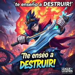 An epic scene featuring Yone from League of Legends in his Pentakill skin, wielding his sword with intense focus while surrounded by defeated opponents