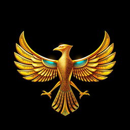Un emblema majestuoso de una civilización egipcia, presentando un escarabajo dorado con alas abiertas, simbolizando la riqueza cultural y mística de Egipto
