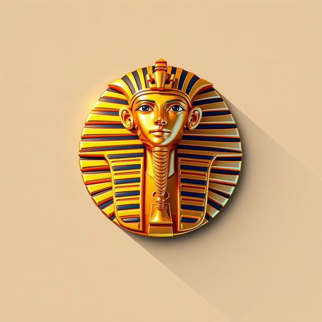 Un emblema emblemático de una civilización egipcia, centrado en un escarabajo dorado que brilla intensamente, simbolizando la riqueza y la cultura de Egipto