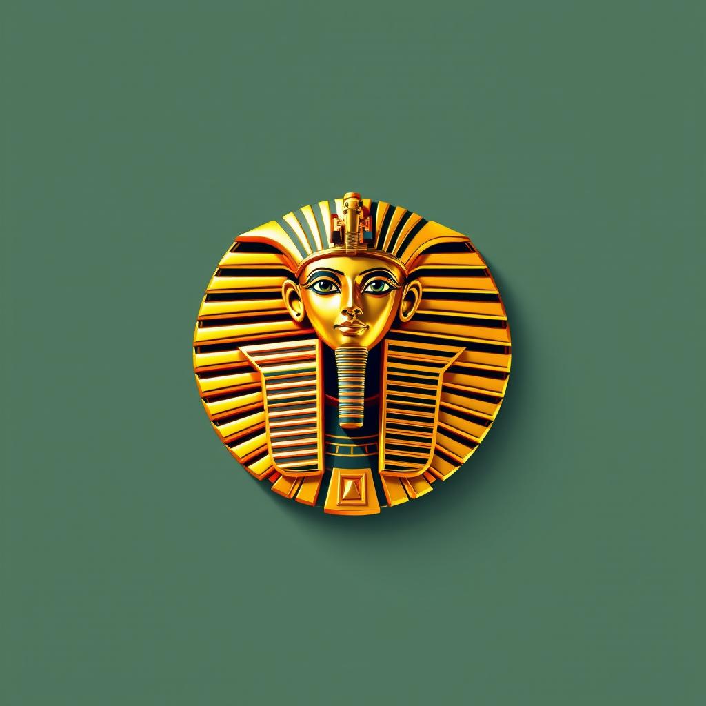 Un emblema emblemático de una civilización egipcia, centrado en un escarabajo dorado que brilla intensamente, simbolizando la riqueza y la cultura de Egipto