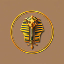 Un emblema elegante representando una civilización egipcia, centrado en un escarabajo dorado que simboliza la riqueza y la cultura de Egipto