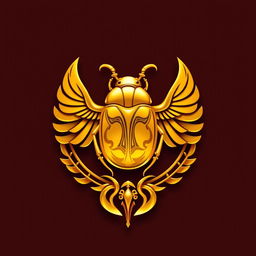 An elegant emblem representing an ancient Egyptian kingdom, featuring a striking golden scarab at its center, symbolizing wealth and protection