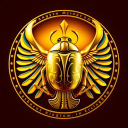 An elegant emblem representing an ancient Egyptian kingdom, featuring a striking golden scarab at its center, symbolizing wealth and protection