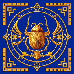A magnificent emblem symbolizing an ancient Egyptian kingdom, featuring a central golden scarab, representing rebirth and protection