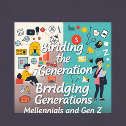 An engaging cover design for a book or article exploring the relationship between Millennials and Generation Z