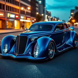 An imaginative supercar design that fuses elements of a classic 1934 Chevrolet Sedan and a modern 2025 Cadillac Lumistiq