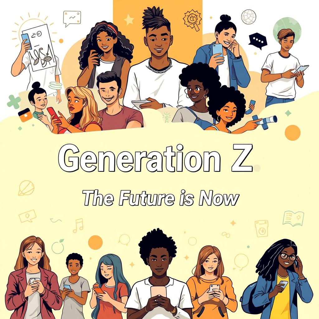 A captivating visual representation of Generation Z, highlighting their unique traits, interests, and culture