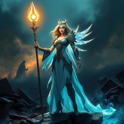 In an illuminating moment, a striking figure emerges from the ruins, revealing Aurora, a warrior of peace with an ethereal presence