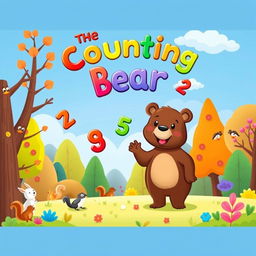 A whimsical and colorful book cover design for 'The Counting Bear'