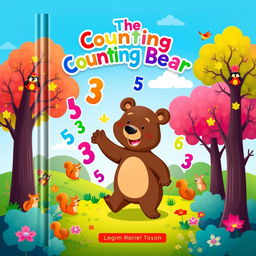 A whimsical and colorful book cover design for 'The Counting Bear'