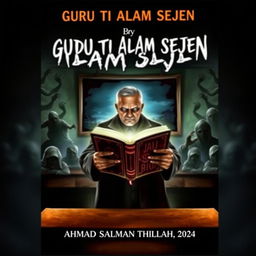 A book cover for a story titled 'GURU TI ALAM SEJEN', depicting a frightening classroom atmosphere