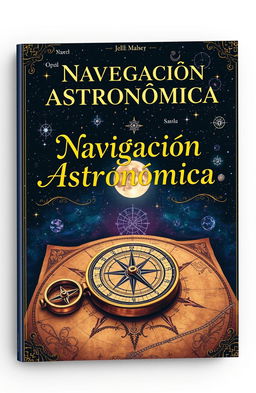 An intricate and beautiful book cover design for 'Navegación Astronómica'