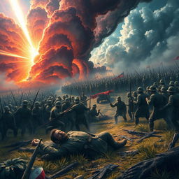 In a dramatic battlefield scene, the landscape transforms as soldiers, no longer under the control of General Umbra, pause their fighting in disbelief