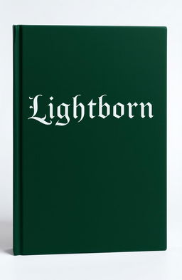 A solid dark green book cover featuring the word "Lightborn" prominently displayed in an exquisite, elegant font