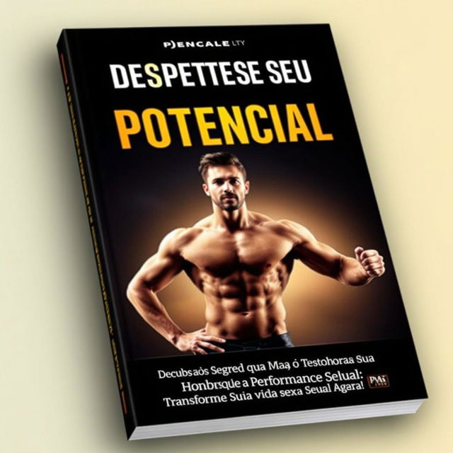 A captivating ebook cover featuring the title 'Desperte Seu Potencial: 7 Passos para Melhorar Sua Testosterona e Performance Sexual' prominently displayed at the top in bold, modern typography