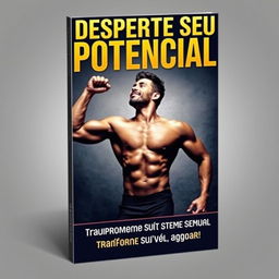A captivating ebook cover featuring the title 'Desperte Seu Potencial: 7 Passos para Melhorar Sua Testosterona e Performance Sexual' prominently displayed at the top in bold, modern typography