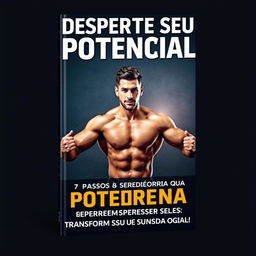 A captivating ebook cover featuring the title 'Desperte Seu Potencial: 7 Passos para Melhorar Sua Testosterona e Performance Sexual' prominently displayed at the top in bold, modern typography