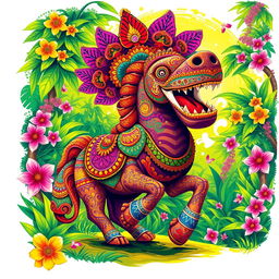 A vivid and expressive illustration of a Viralejo, featuring an ornate, colorful design