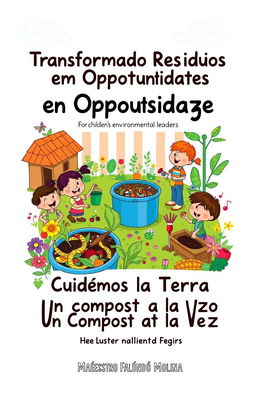 A colorful and engaging book cover for a manual titled 'Transformando Residuos en Oportunidades: Guía Práctica de Compostaje para Niños', designed specifically for children's environmental leaders