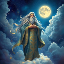 An enchanting depiction of The Olympian Sage, inspired by Paul Arhewe's artistic vision